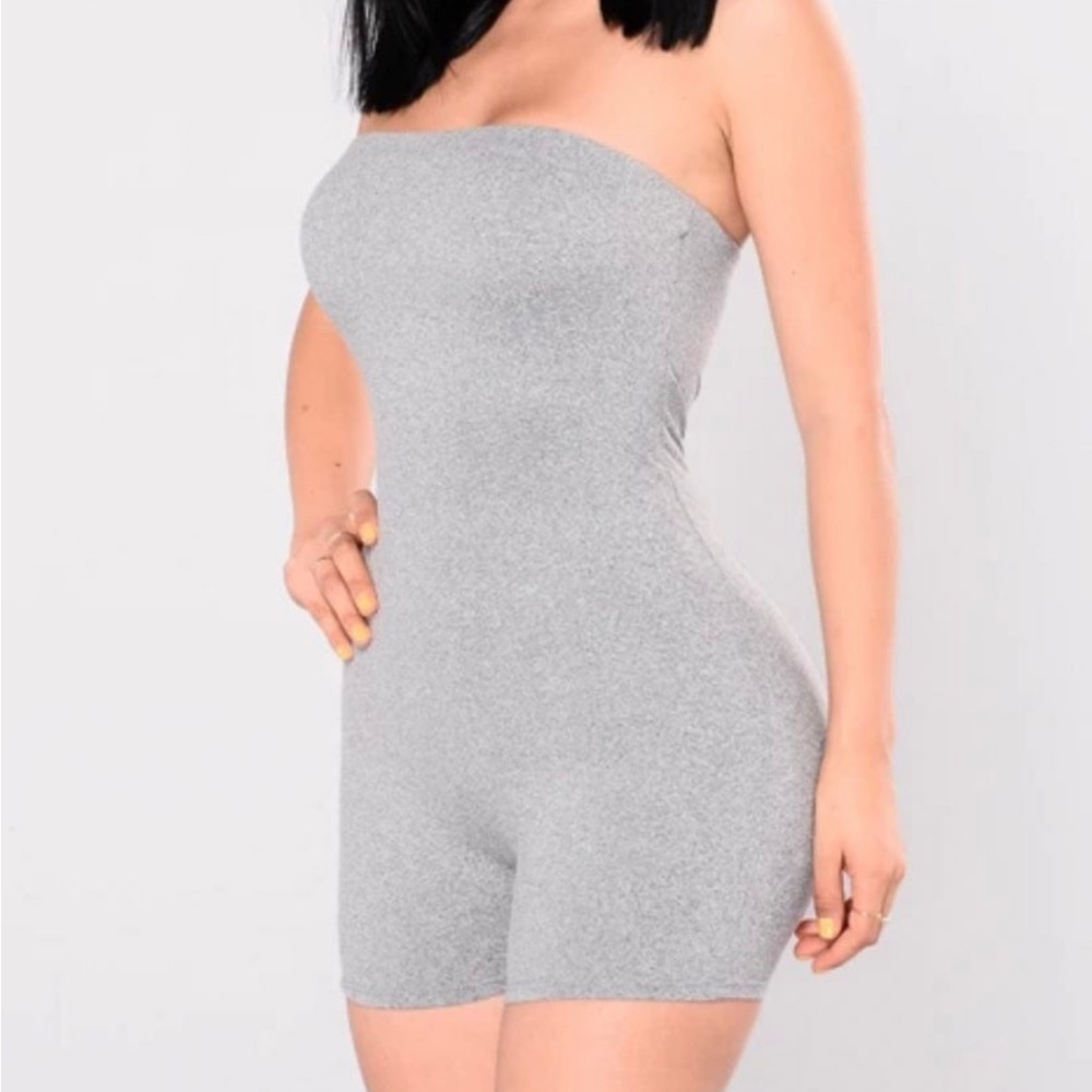 Fashion Nova Gray Strapless Shapewear Bodysuit